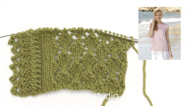 How to knit the lace pattern and lace edge in DROPS 176-12