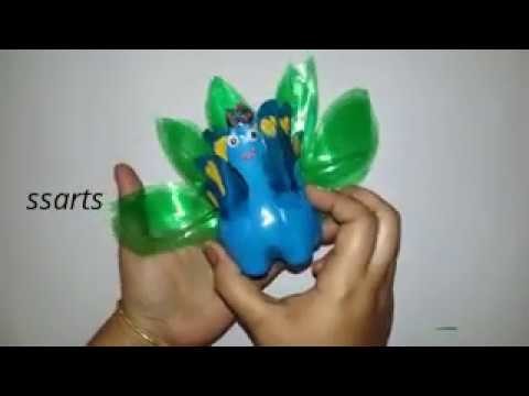 How to make Peacock using with plastic bottle.Best out of the waste.kids crafts