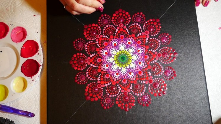 How to paint dot mandalas #15-  Red Dahlia