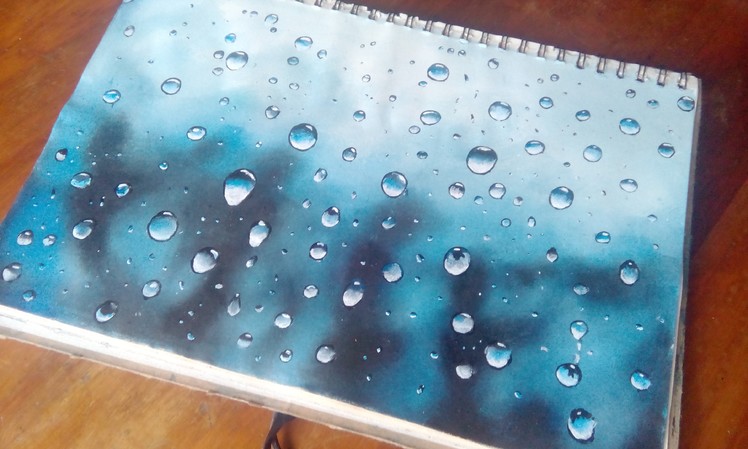 How to paint water drops in acrylics- water drops on glass