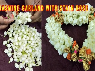 Jasmine String Garland With Bridal Stain Rose|Wedding Bridal Design Jasmine Garland