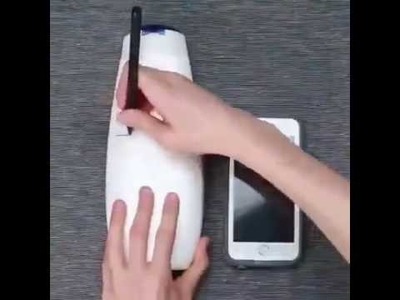 Mobile holder from waste shampoo bottle
