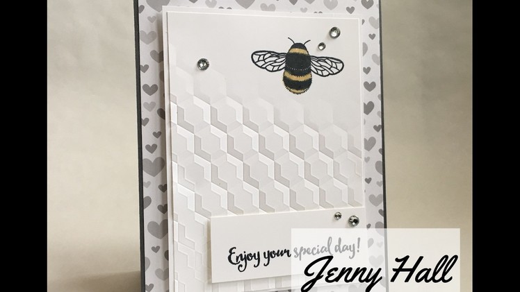 Partial embossing folder technique using Stampin Up products with Jenny Hall