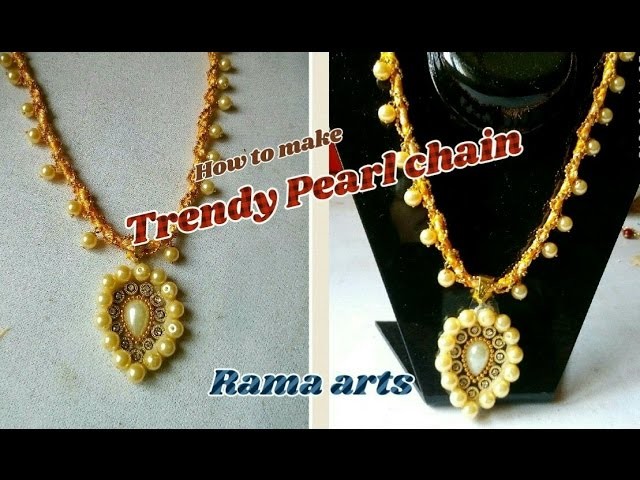 Pearl chain with trendy pendant - making with T-shirt | jewellery tutorials