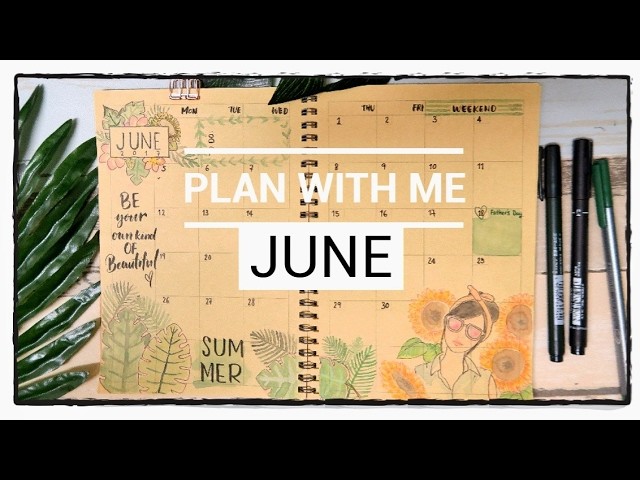 Plan With Me | Planner deco 手帳设计 Muji Planner - JUNE 六月 2017 手繪 handrawn