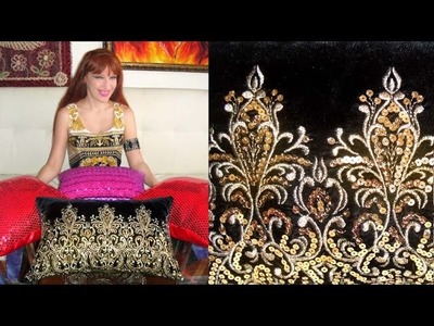 Sequin pillow designs & embroidered pillow. Ameynra style home decor