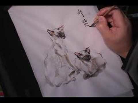 Siamese Cats (4 of 4) - watercolor painting on rice paper