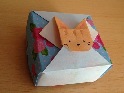 折り紙 猫の箱 簡単な折り方（niceno1）Origami cat box
