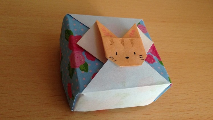 折り紙 猫の箱 簡単な折り方（niceno1）Origami cat box