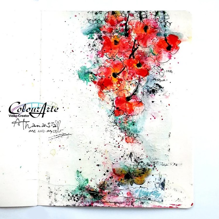 Art Journal Page 'A happy day' for ColourArte - painting with H2Os