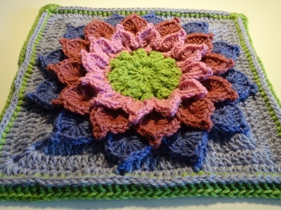 Crochet 3D Flower Square nr4