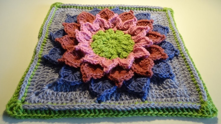 Crochet 3D Flower Square nr4
