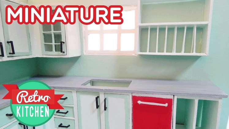 Dishwasher and Kitchen Shelves| Retro Miniature Kitchen Room Box 1:12
