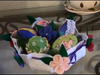 Felt Easter Basket and Fabric covered Eggs
