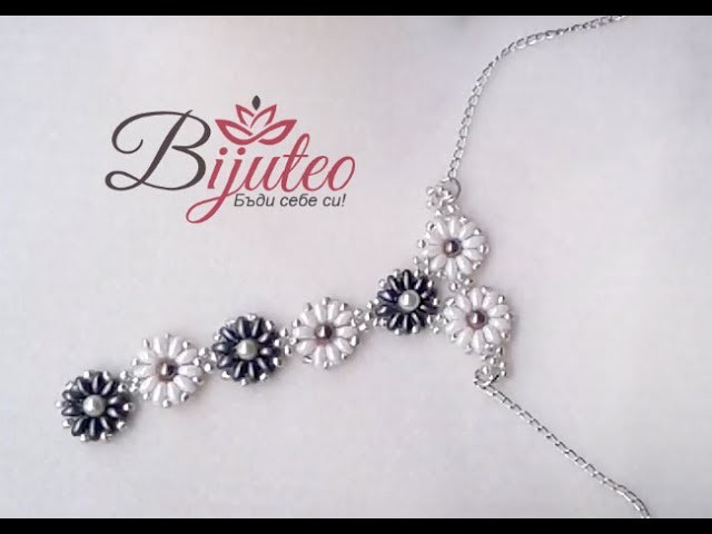 Flower necklace from superduo beads (twins)