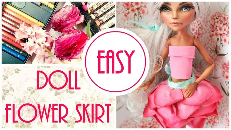 How to Doll Flower Dress Easy.  Barbie, Monster High. DIY Handmade Craft Tutorial