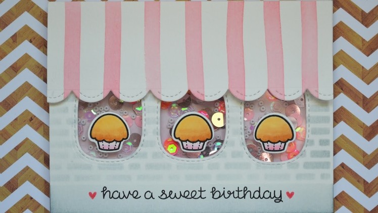 LAWN FAWN + MFT || Little cupcake shop || Shaker Card