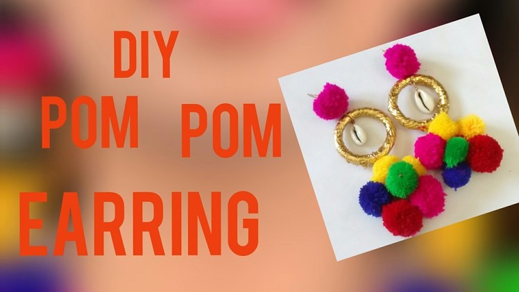 Multi coloured pom poms earring. making at home