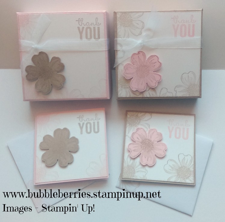Stampin' Up! Simple Thank You Gift Box using Flower Shop for matching 3 x 3 Cards