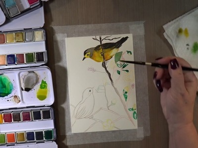 Watercolour Feathering Technique  Card plus Envelope