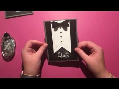 Black Tie invite, masculine card with punch art