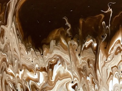 Caramel Mocha Latte Abstract Acrylic Pour on A 5 by 7 Yes Canvas Board