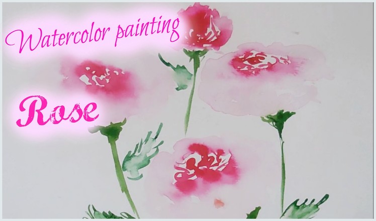 Easy Watercolor Painting for kids - Rose watercolor painting