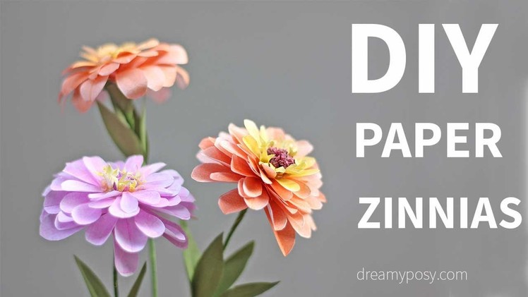[FREE template and tutorial]: Paper Zinnias flower from printer paper, SO SIMPLE
