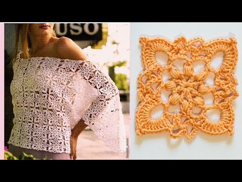 How to crochet top tunic from motifs pattern WIKA Crochet LIVE