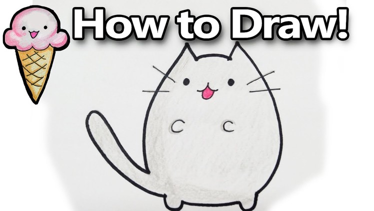 How to Draw Pusheen a Cute Kawaii Cat Cartoon! Drawing Tutorial  | DoodleDrawCute