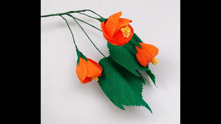 How to make Paper Flower Red Vein Indian Mallow \ Abutilon (flower # 167)
