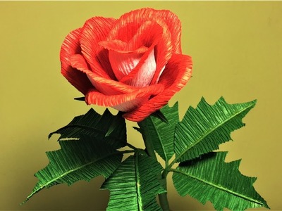 How to make rose paper flower| diy rose crepe paper flower making tutorials| paper crafts