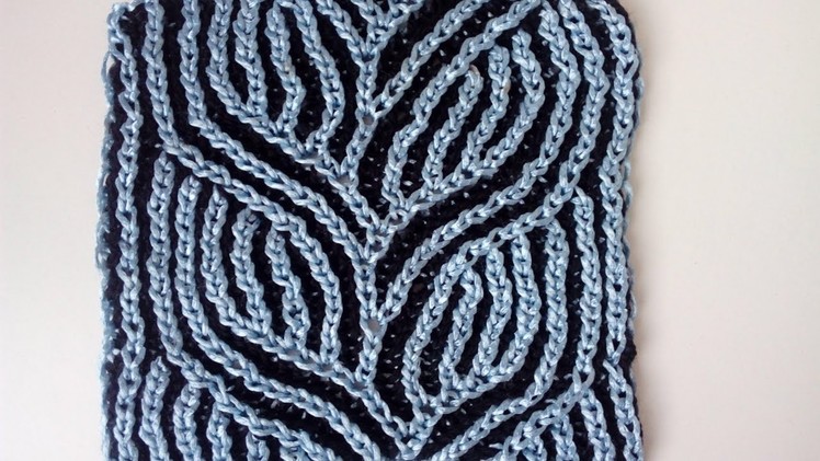 "Leaves", two-color brioche pattern + free chart inserted into video