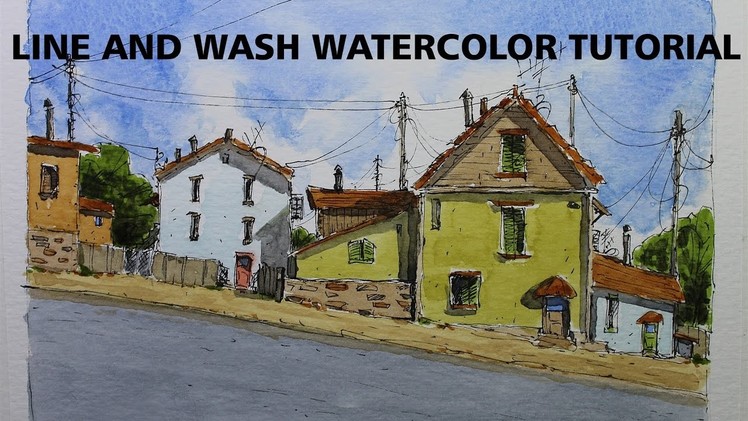 Line and Wash  Easy Watercolor tutorial Great for beginner lesson