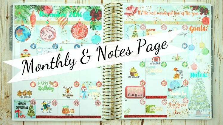 Monthly & Notes Page. Plan With Me. Erin Condren