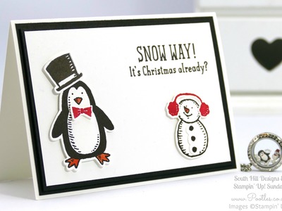 South Hill Designs & Stampin' Up! Sunday Penguins & Snowmen Card & Locket