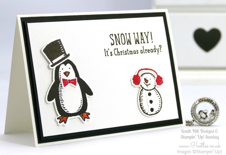 South Hill Designs & Stampin' Up! Sunday Penguins & Snowmen Card & Locket