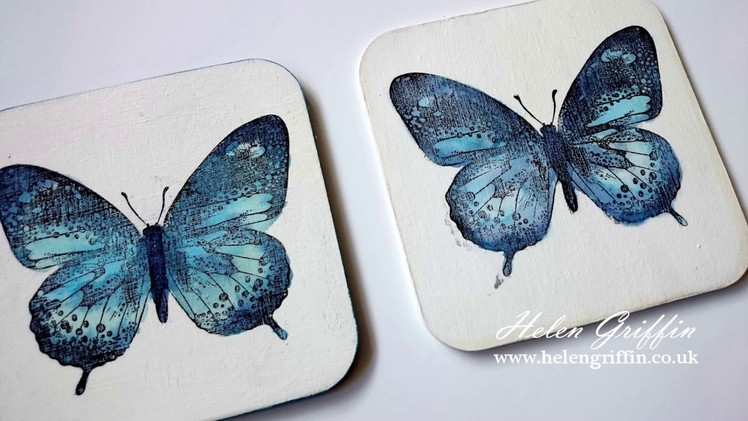 Springtime #2 Butterfly Coaster With IndigoBlu Rubber Stamp
