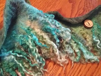 Wet Felted Cowl with locks #5