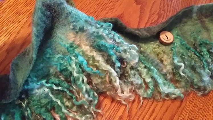 Wet Felted Cowl with locks #5