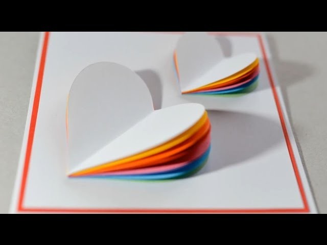 2017 How to Make   Valentine's Day Card Rainbow Heart Greeting Card