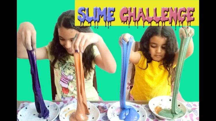 DIY glitter slime 4 colors without borax or shaving foam (10 vs. 5)