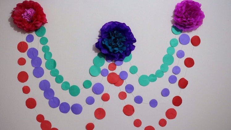 DIY Home decor idea. Making a colourful Paper Wall Hanging.How to fold a flower decoration