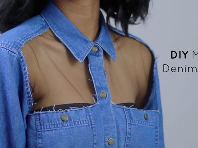 DIY Mesh Denim Shirt | Button Down Shirt Transformation