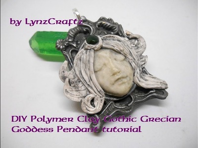 DIY Polymer Clay Gothic Grecian Goddess Pendant tutorial