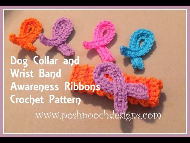 Dog Collar and Wrist Band Awareness Ribbons Crochet Pattern