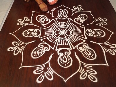 Easy rangoli designs without dots || simple kolam designs || muggulu designs without dots