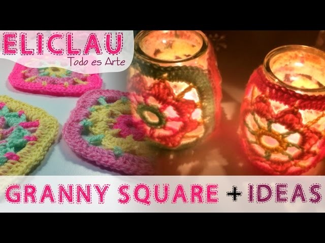 Granny Square + Portavelas en lana | Granny Square + Candle holder in wool | EliClau