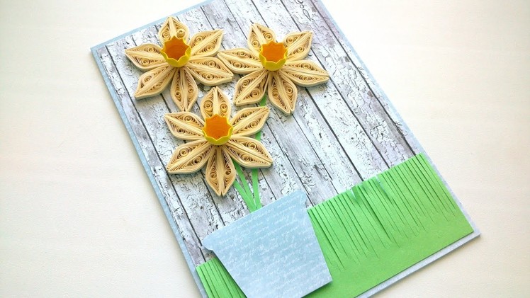 Greeting Сard with Quilling Flowers - Step by Step -Creative Paper