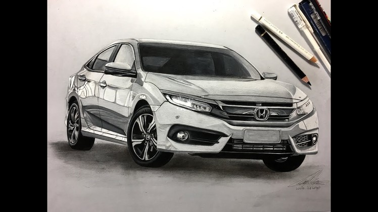 How to Draw a Car: Honda Civic 2017 (Realistic) | Cómo Dibujar un Auto: Honda Civic 2017 (Realista)